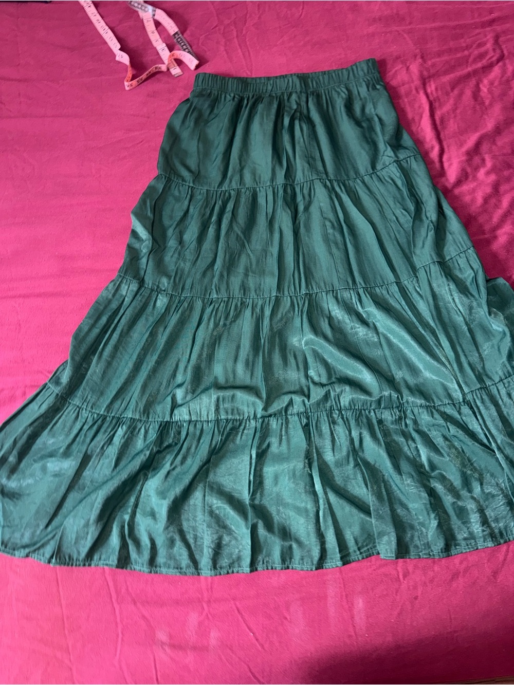 ambition Forest Green Tiered Maxi Skirt
